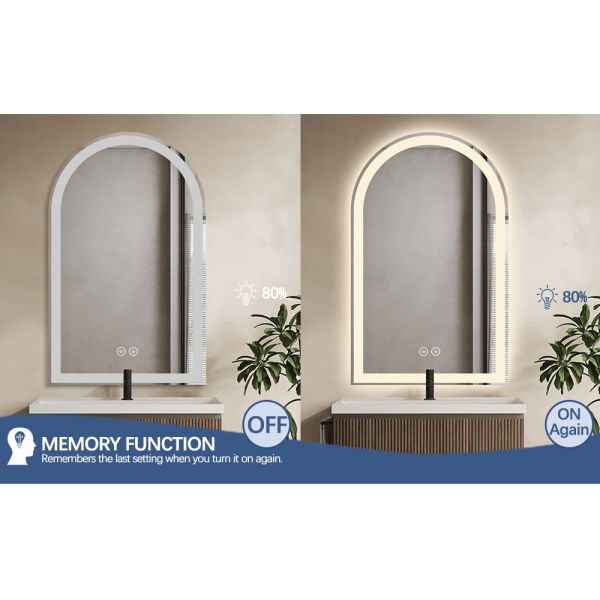 LED Light Backlit Arch Bathroom Mirror , Asymmetrical LED Bathroom Mirror