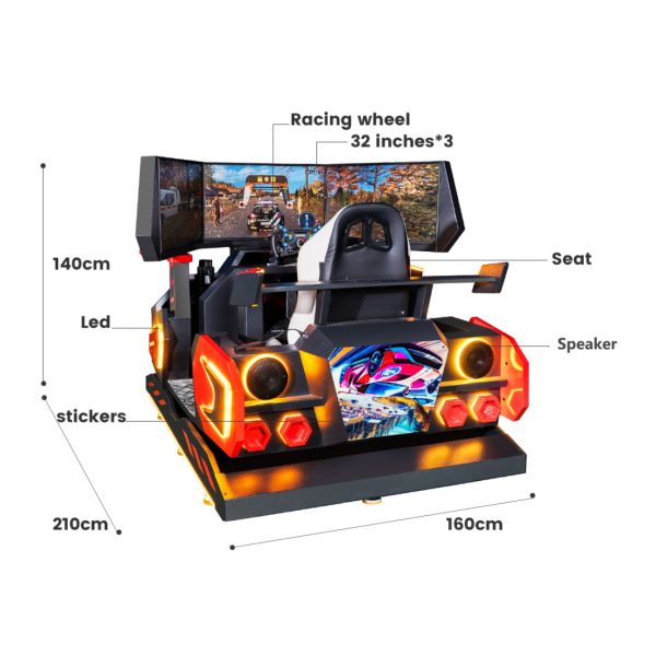Triple Screen Realistic Racing Game Machine Car Racing Game Machine Equipped With 6 DOF Motion Motor 32 Inches Screen Dreamland 6-Axis Motion Racing