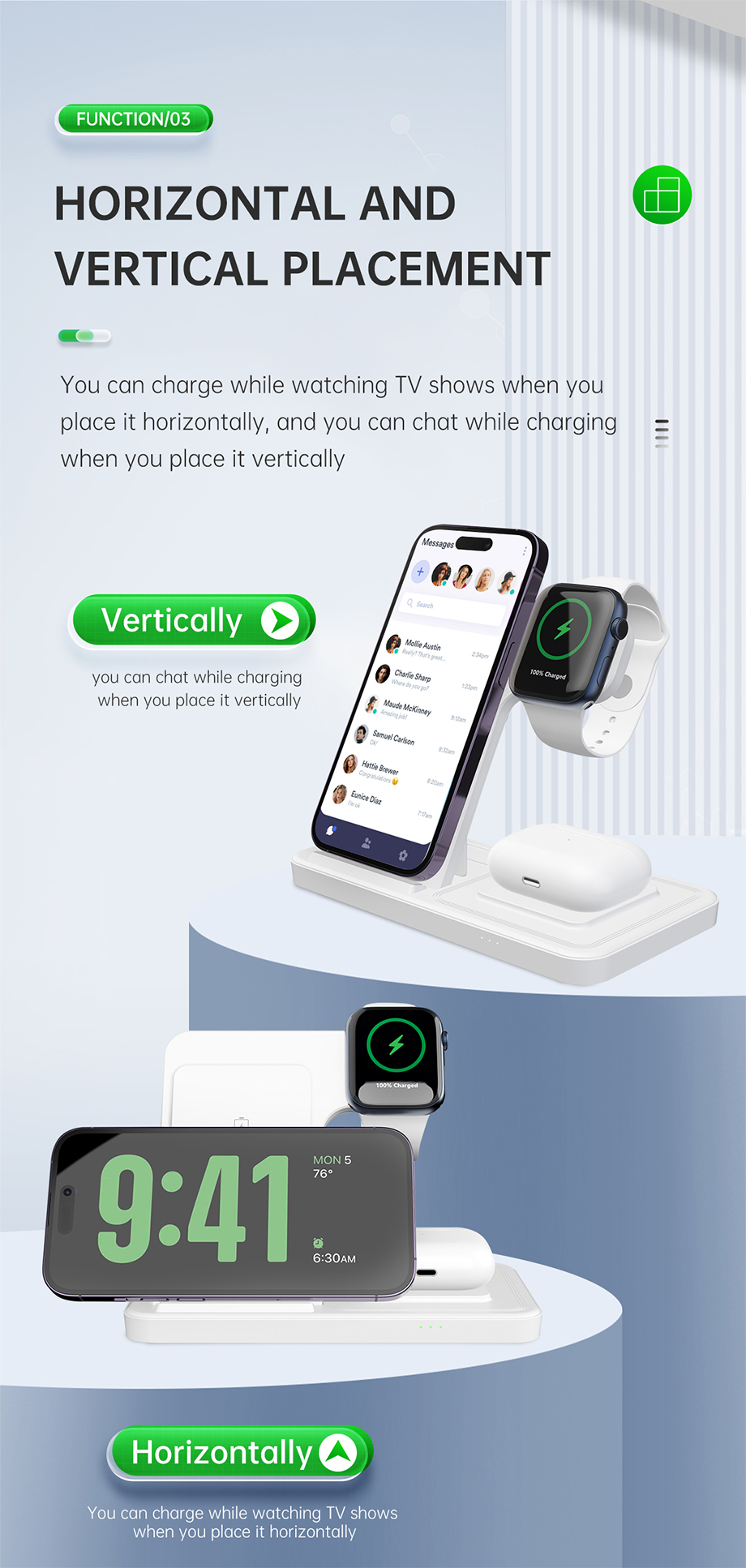 Type C Multifunctional Wireless Charger Foldable Iphone And Apple Watch Charger