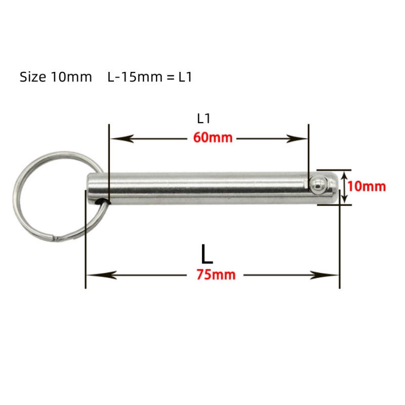Stainless Steel Shaft Plunger Push Button Handle Spring Loaded Quick-Release Ball Lock Pin with Steam Oxide Nitride Finish