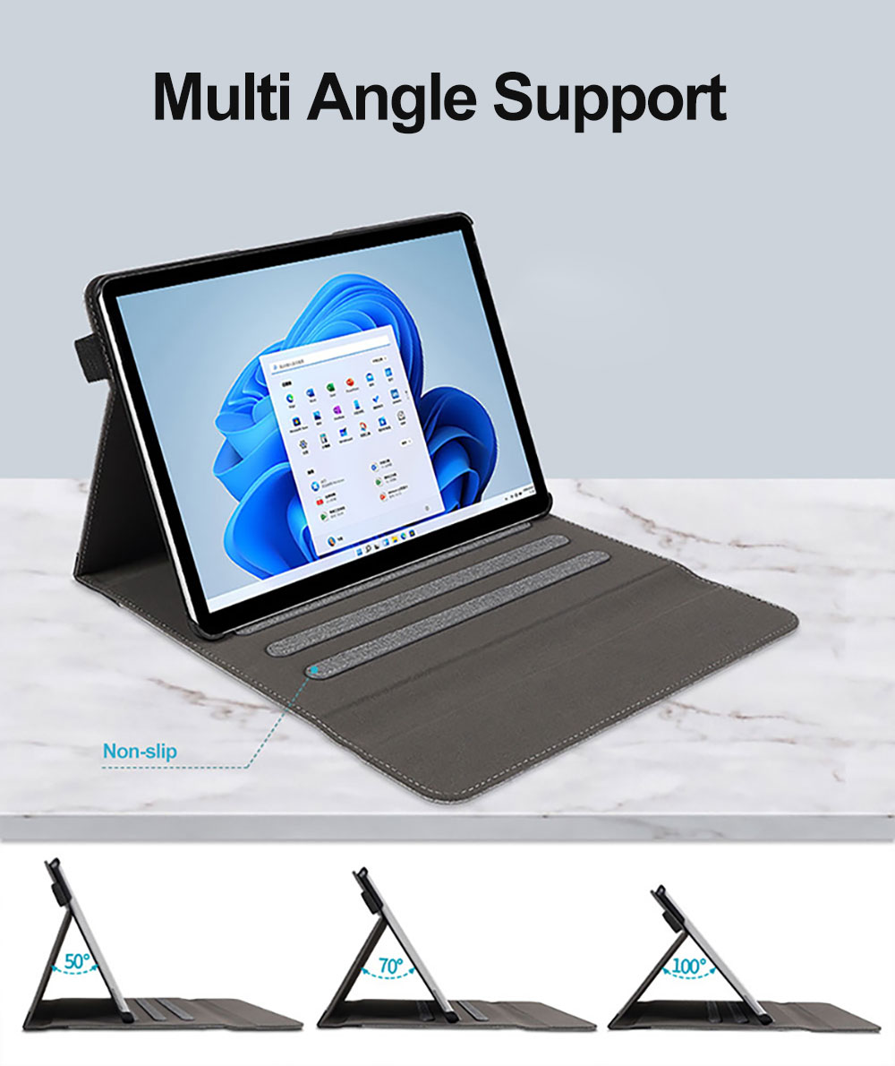 Custom Tailored Fabric Folio Protective Case for Microsoft Surface Go 1/2/3/4 10.5" Multi-Angle Stand,Stylus Loop&Card Pocket