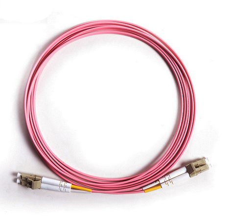 OM4 pink Duplex 3Mtrs OFNP Fiber Optic Patch Cord insertion loss