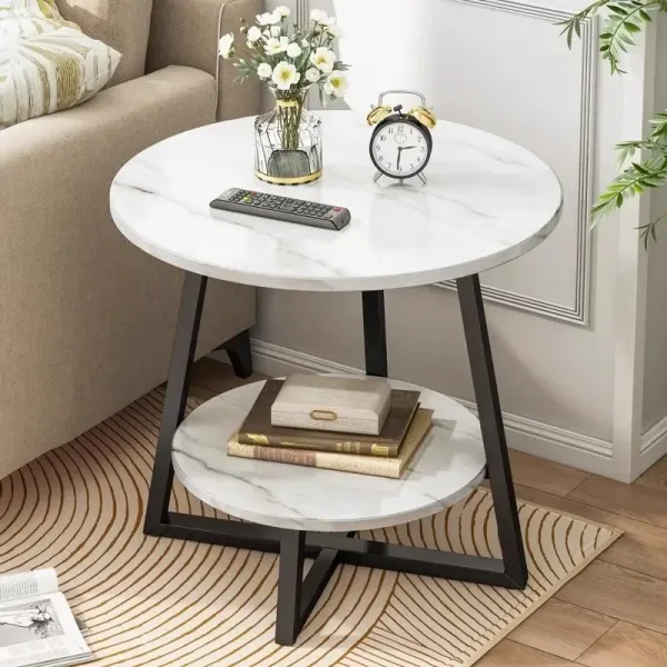 CJ-30 Double-layer Sofa Side Table, Simple Modern Small Tea for Apartment, Living Room Bed End