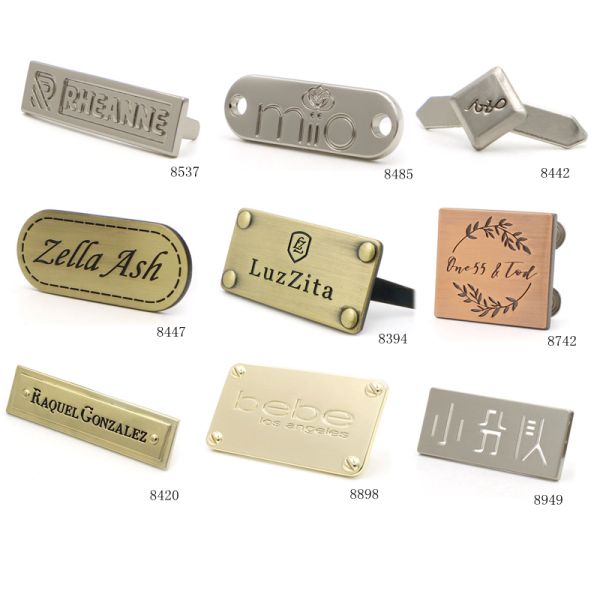 Rectangle Handbag Logo Labels Gold Plated Handbag Logo Plates