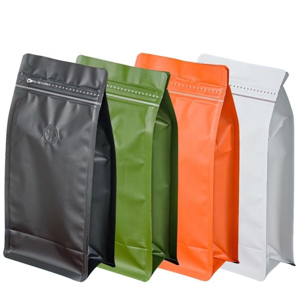 Premium Material Multifunctional Valve Zipper 100g 250g 500g 1kg Flat Bottom Stand up Coffee Bean Bag