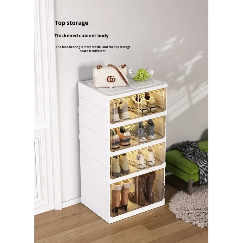 Wholesale No-Installation Required Foldable Transparent Plastic Shoe Storage Cabinet