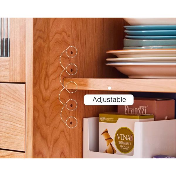 Buffet Kitchen Cabinet with Storage Cube, Solid Wood Side Cupboard Standing Drawer for