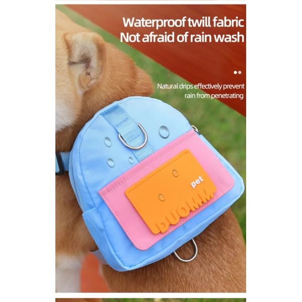 Colorful Small Dog Backpack Harness Adjustable Pet Harness Backpack With Traction Rope