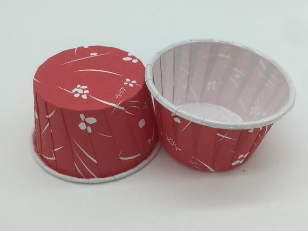 Buy Romantic Flower PET Baking Cups Dark Red Cupcake Holders Customized Size at wholesale prices