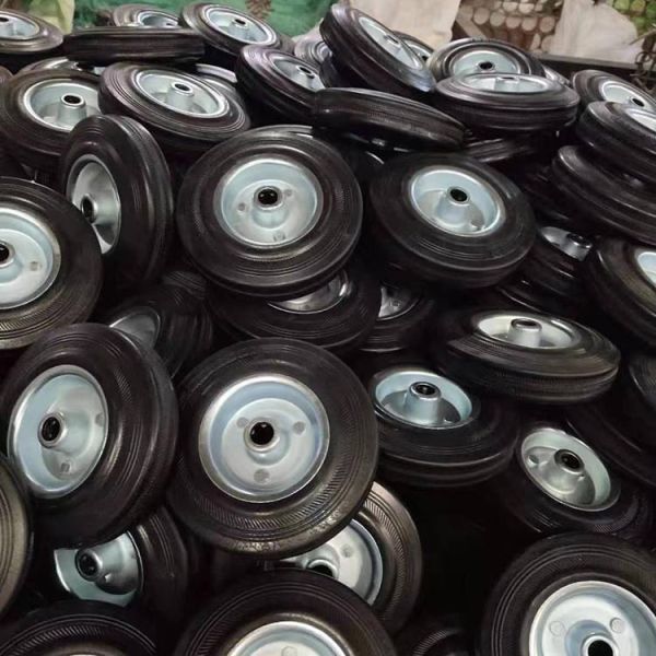 10'' Rubber Casters Solid Wheel Swivel Locking Stem Caster Wheels Industrial