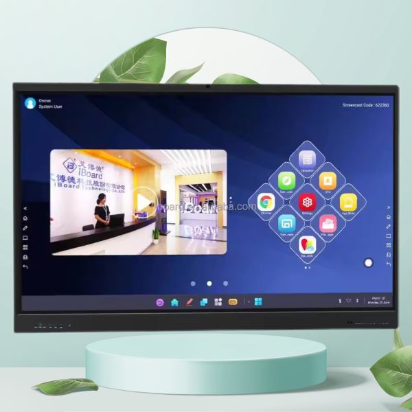 Factory Direct Android 14 Interactive Flat Panel With High Contrast 1200:1 And Cursor Speed 100 Dot/S 20 Touch Point Supported With Screen Share