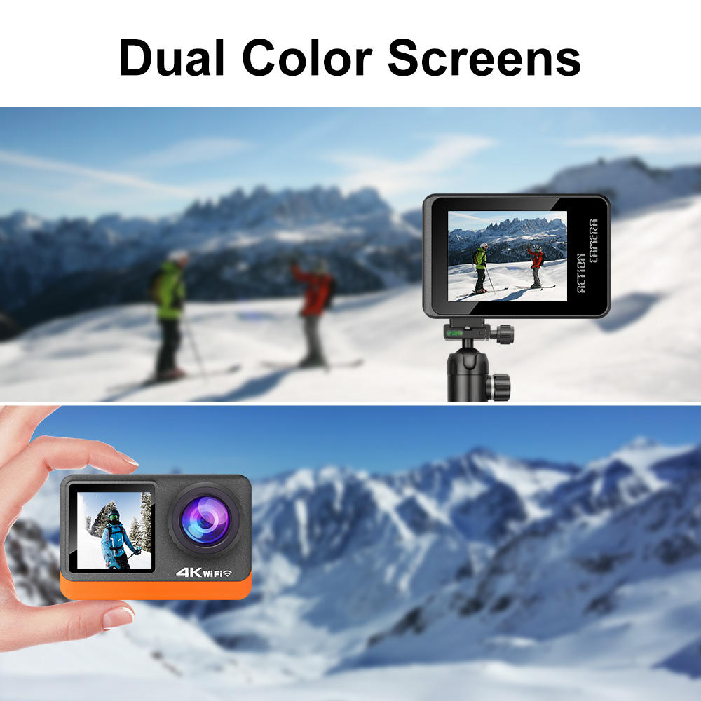 Action Camera 4K 30FPS WiFi Transfer with Touch Screen 2.4G Remote Control UV Lens for All Outdoor and Underwater Use