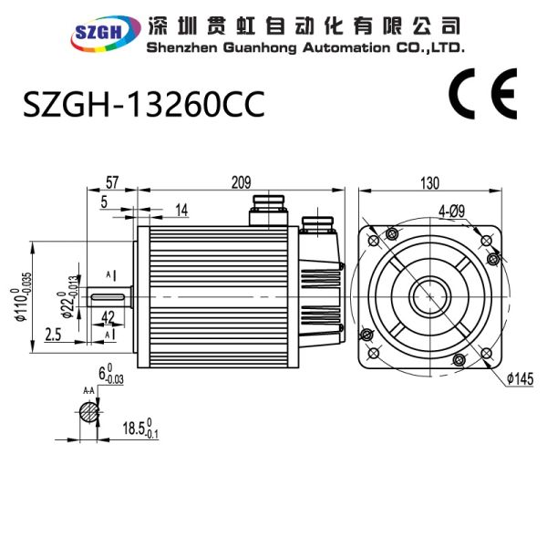 Encoder CE Approval 2.6KW 10.0NM Rated Speed 2500 CNC Servo Motor