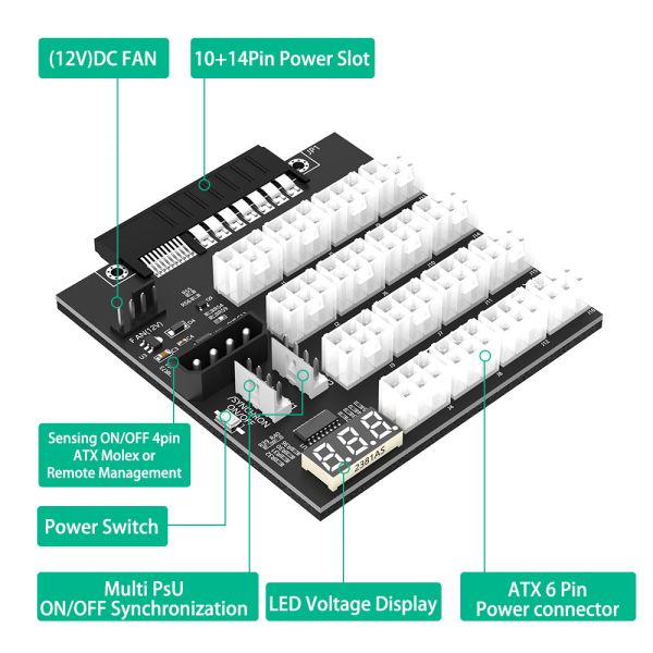Surface Mount ATX Power Supply Breakout Adapter For HP 12x6Pin