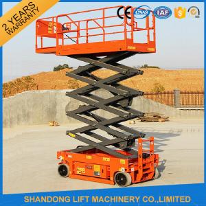China Rough Terrain Scissor Lift , Hydraulic / Electric Motor Lift Drive Mobile Scissor Lift Trolley on sale