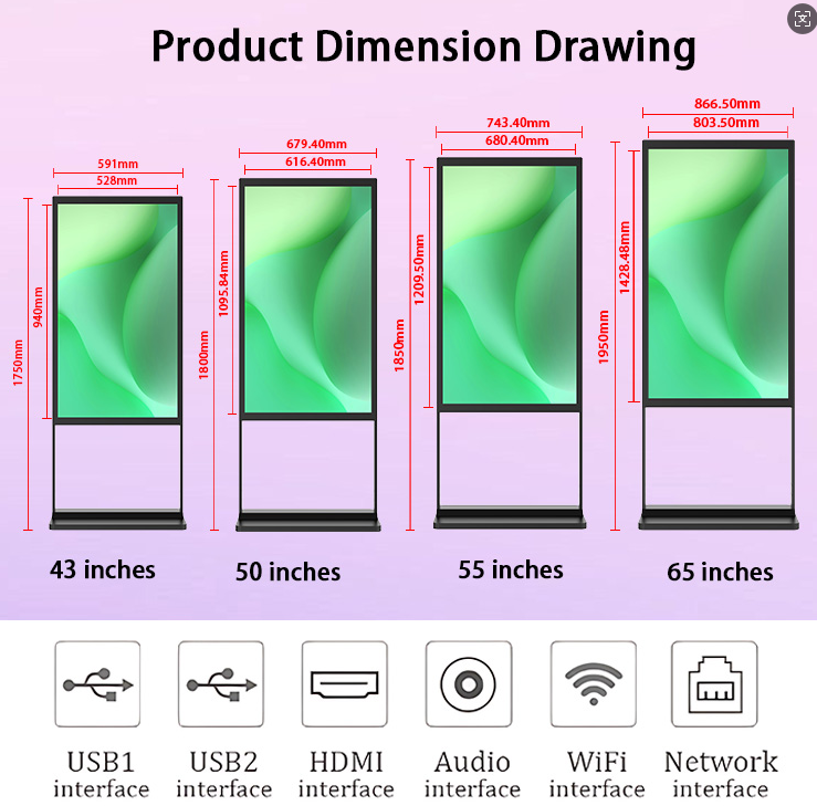 Easy Plug and Play Operation for 43 Inch Floor Standing Touch Screen Kiosk with Multiple Functions