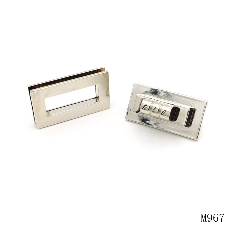 40mm Metal Bag Lock Nickel Plated Handbag Lock Hardware Rectangular