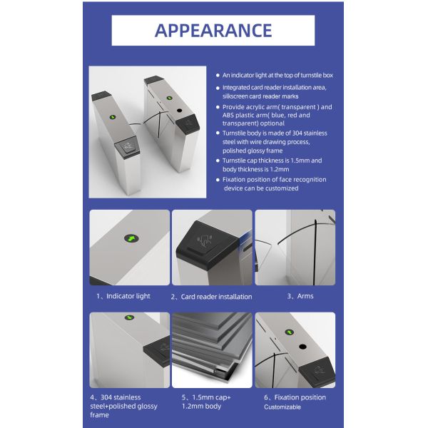 Multifunctional Access Control Flap Barrier Gate Passage Entrance Control For Public Place