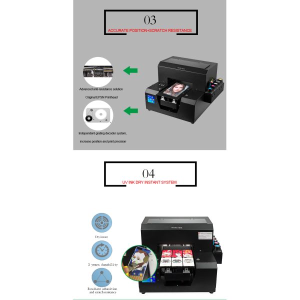 T - Shirt A4 UV Flatbed Printer 395nm Continuous Ink Supply System