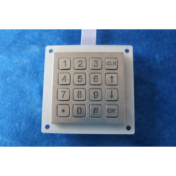 16 Keys Dot Matrix Dynamic Backlit Metal Keypad Access Control Kiosk 4 X 4