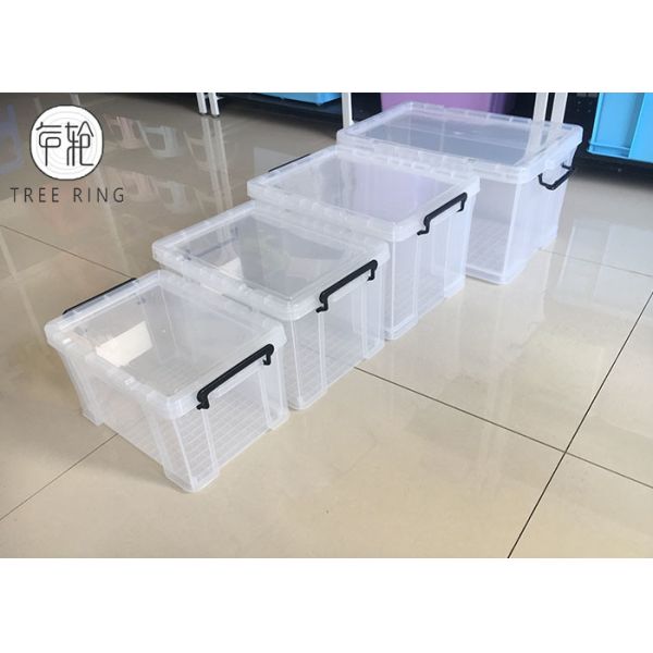 Clear / Transparent Collapsible Plastic Crate Lightweight 45l For Office