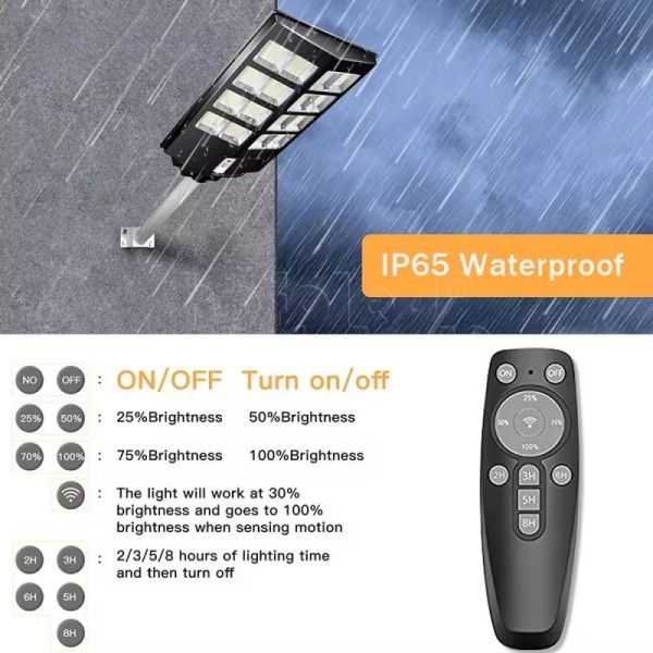 Solar Light with Radar Sensor & Remote Control 30W Panel, IP65 Waterproof, No Wiring, Easy Installation for Driveway & Rural Road