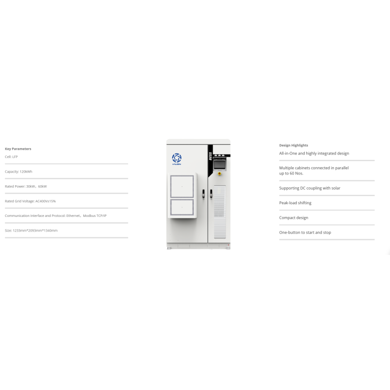 120kwh Integrated Battery Energy Storage Cabinet all in one system EnerArk-Mini 30kw output