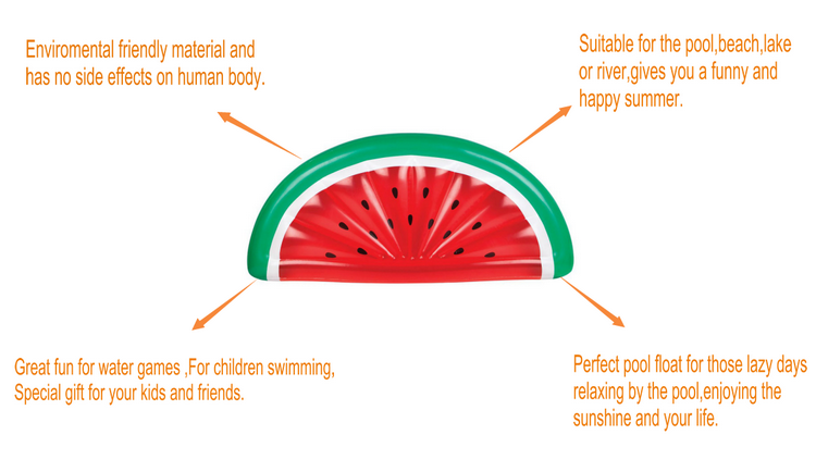 Inflatable Half Watermelon Pool Float / Outdoor Inflatable Pool Raft
