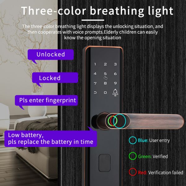RoHS Tuya Smart Fingerprint Door Lock With Password Memory Card