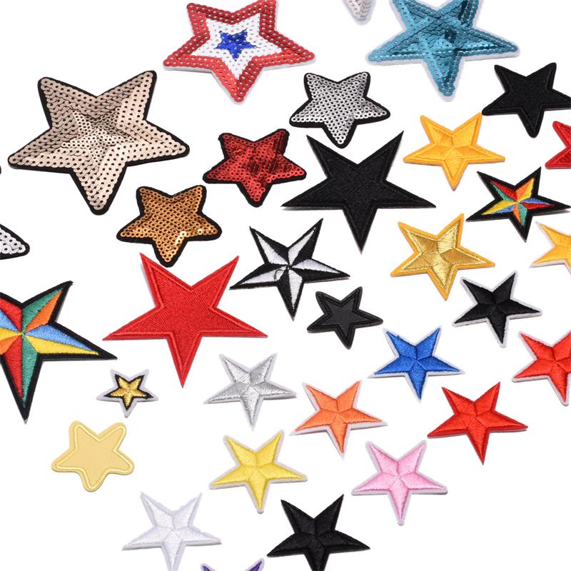 35PCS Computer Embroidered Label Sequin Cloth Paste Love Five-Star Patch Stage Clothing Bag Cap Accessories Embroidery Sticker