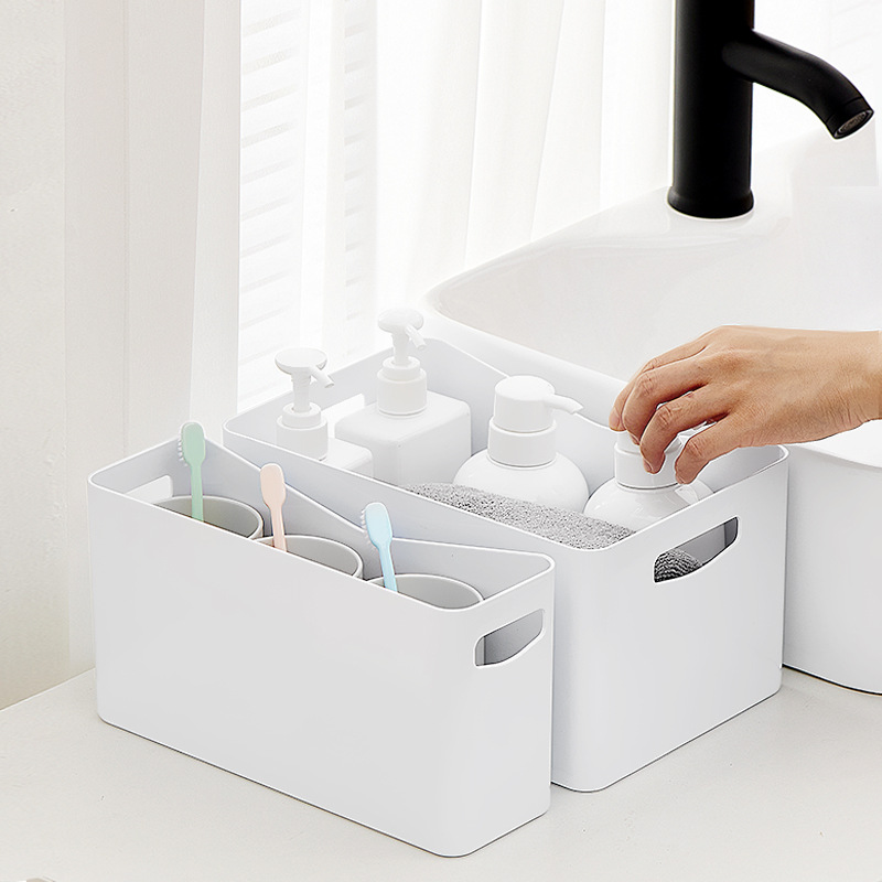Multi-function Portable Desk Organizer Simple Solid Color Plastic Storage Storage Box for Home Office