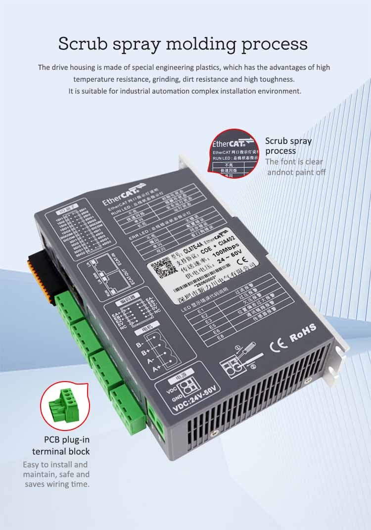Lichuan 4A DC Open Loop Stepper Motor Drivers Kit EtherCAT 1.6N.m 2 Phase Nema24 DC24V~50V 4.0A