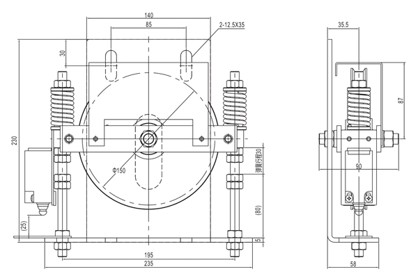 Elevator Safety Machine Roomless Tension Device With 150mm Sheave