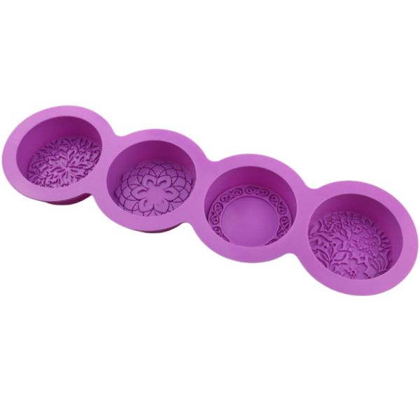 Cake Tools Ideas Disposable 4-Cavity Silicone Oval Soap Mold Mixed Flower Patterns Customizable DIY Tool for Easy Demoulding