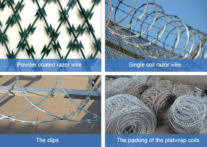 Temporary & Recyclable Easy-Install Hot-Dipped Galvanized Cross-Type Razor Wire Fence for Border / Factory Protection