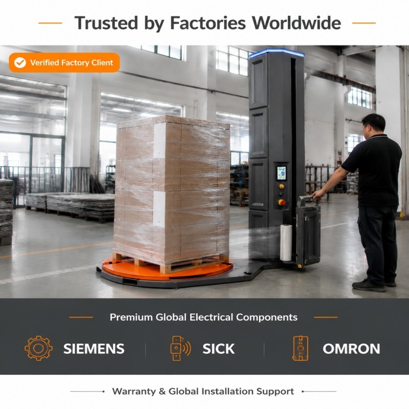 M-Type Turntable Pallet Wrapper Machine 20–25 Loads/Hour With Smart Automation