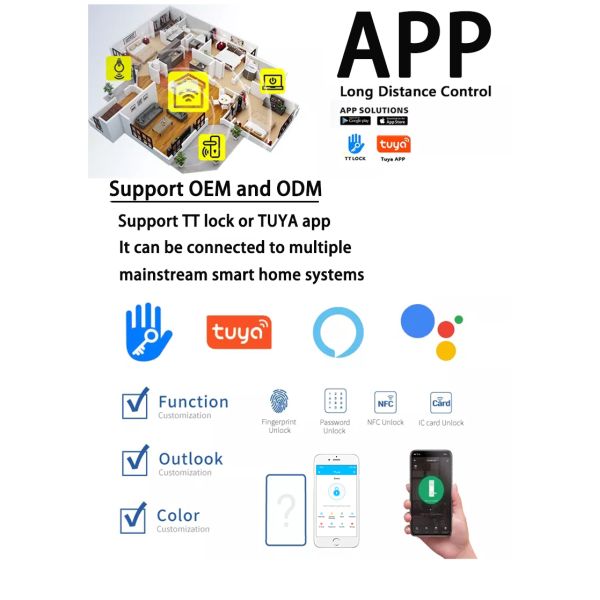 Remote Control Smart Door Lock WiFi Smartphone APP Funciton & Voice Control