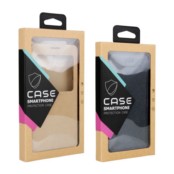 Matte Coating Kraft Paper Cell Phone Packaging Box With Clear Window