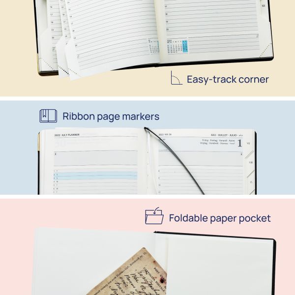 PU Leatherette Cover Medium Academic Planner 100GSM Ivory Paper
