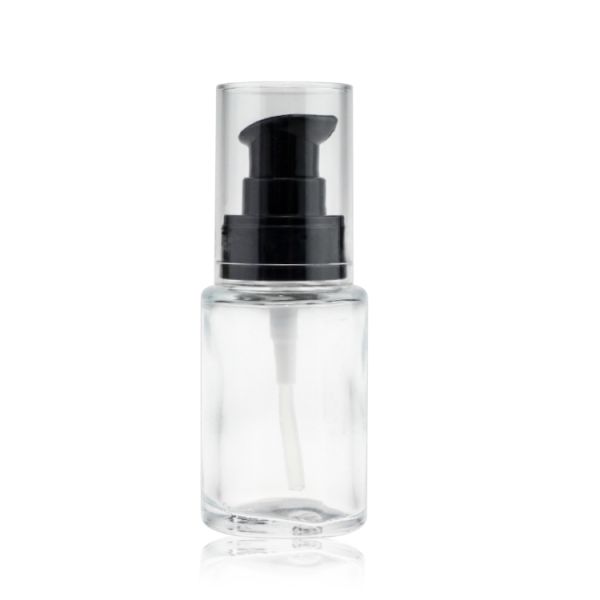 Glass Empty Foundation Bottle Round Shape 30ml With Press Pump