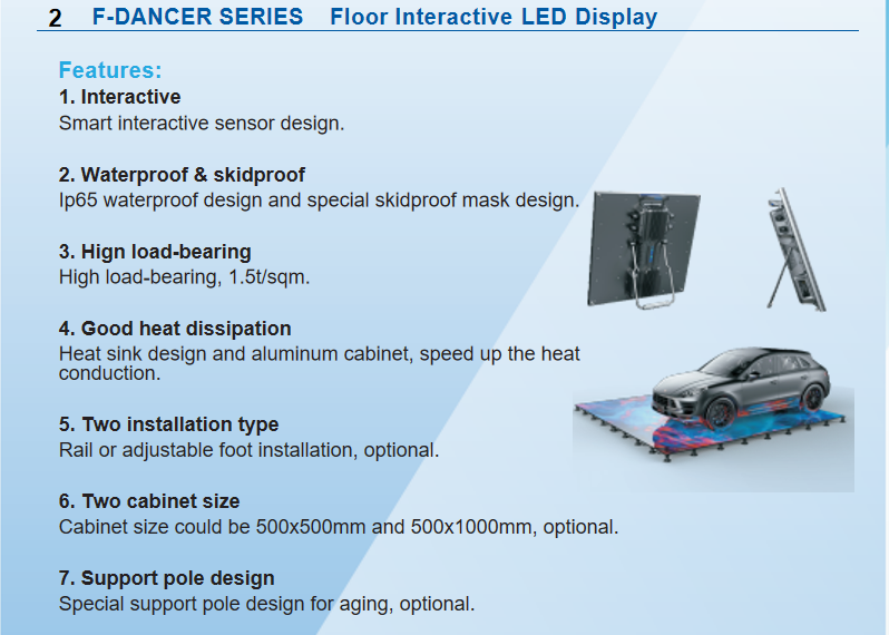 P2.97 Interactive LED Dancing Floor Screen with Wide Viewing Angle for Stage Use