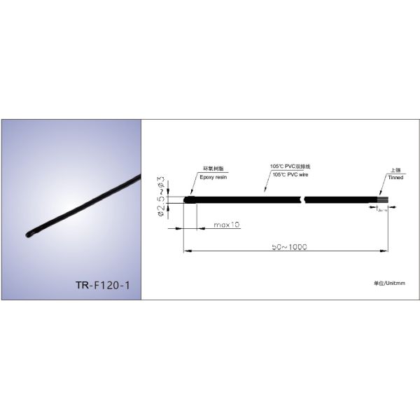 Epoxy Encapsulated NTC Thermistor Sensor Waterproof 10K / 50K / 100K Ohm