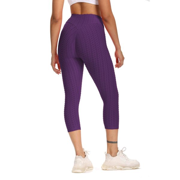 Purple Quick Dry High Waisted Yoga Pants Active Stretch Exercise Pants