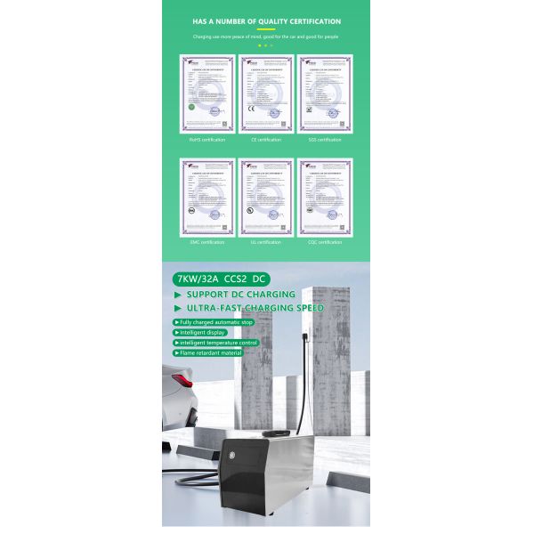 E-mingze Portable Charging Station Prophylactic Temperature Protection for Energy Vehicles DC Output 7KW 32A CCS2