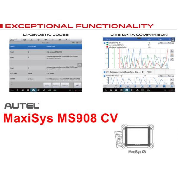 Autel Maxisys 908 CV Diagnostic Scanner Full System ECU Coding MS908 CV for Heavy Duty Functions of codes, live data etc