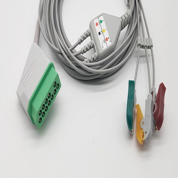 Nihon Kohden 12 Pin to 3 Lead direct connect ECG Cable