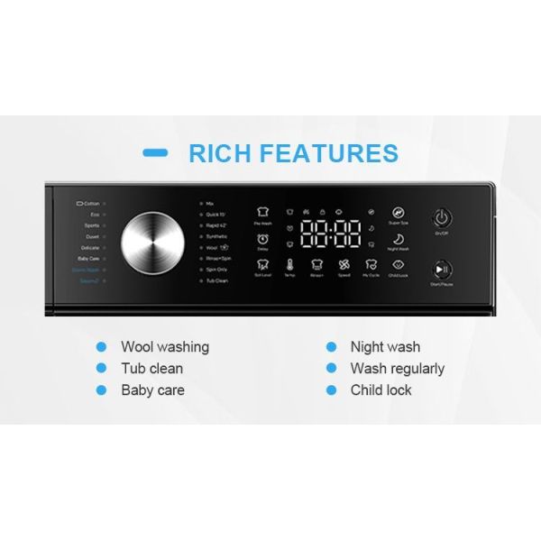 9kg Front-Load Fully Automatic Smart Washing Machine with Submerged Floating Roller Fixing