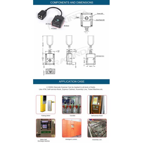 Passport OCR MRZ Industrial Barcode Scanner Embedded 1D QR Scan Module