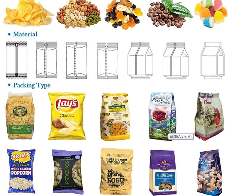 VFFS Vertical Form Fill Seal Packing Machine 304SS Multi Head Weigher