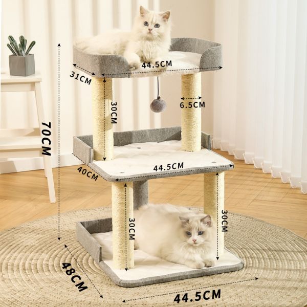 Customized Request Three Layer Sisal Cat Tree Scratcher with Logo Printing Option